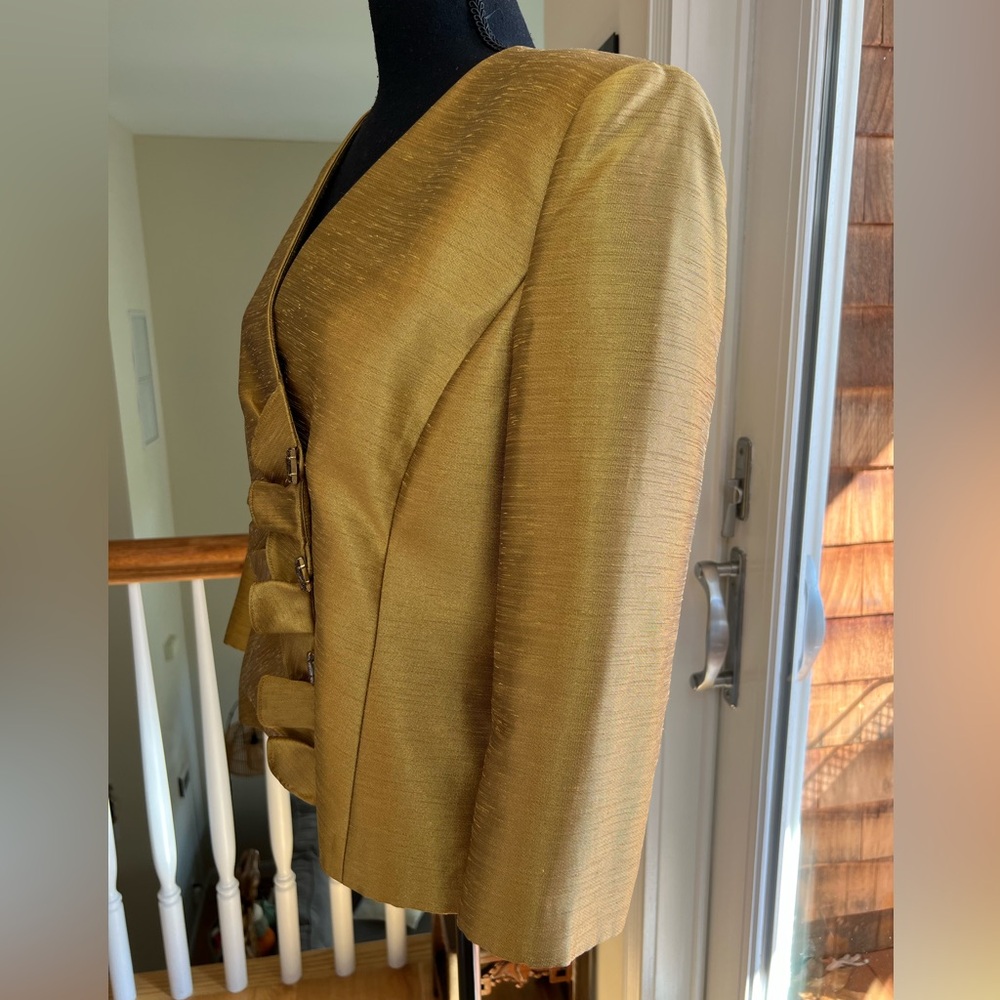 TAHARI LUXE PETITE GOLD/BRONZE‎ BETTY DRESSY BLAZER - Picture 7 of 9